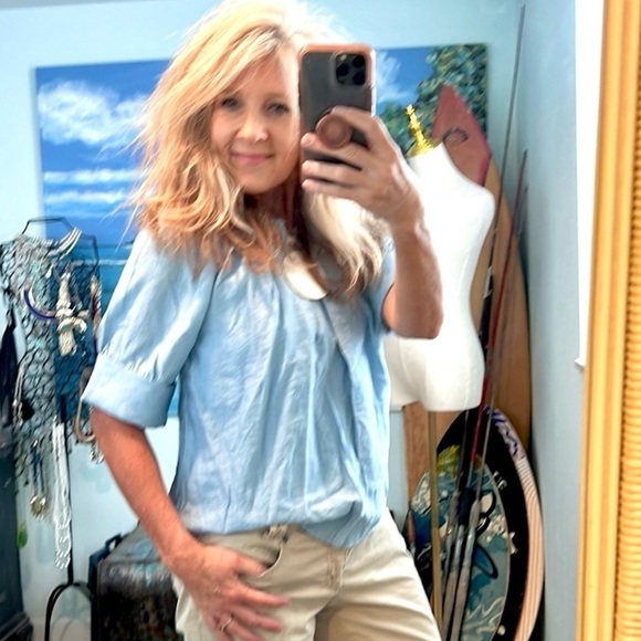 Gitees, Raglan Sleeve,Keyhole Neckline Pleated Detail,YachtWear,Timeless Blouse - Picture 12 of 16